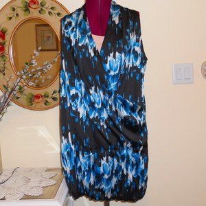 Derek Lam for Design Nation L Black/Turquoise Sleeveless Bubble Dress